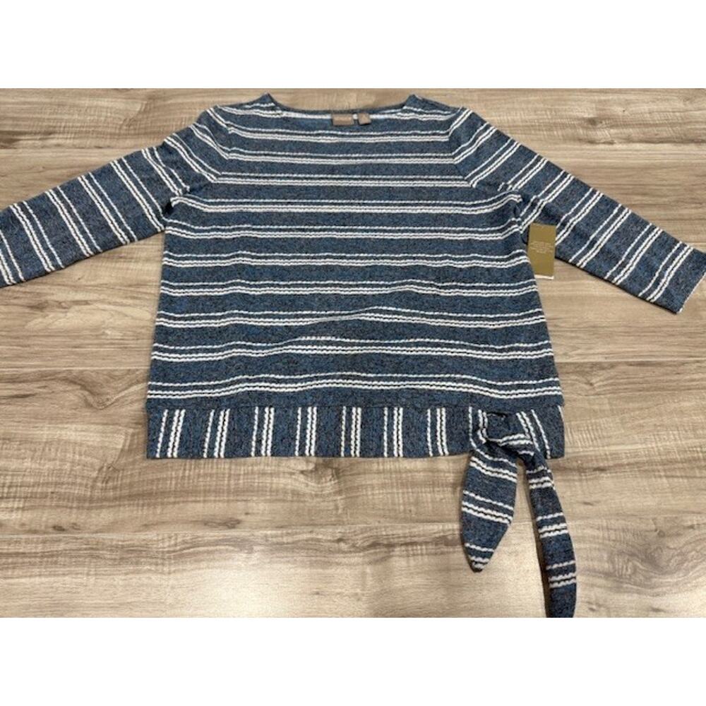 NWT Chico's Women's Triple Stripe Twist Front 3/4 Sleeve Top-Size 2= US 12 Lg. - Picture 3 of 14